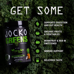 Pineapple-coconut flavored Daily Greens powder close-up highlighting refreshing taste