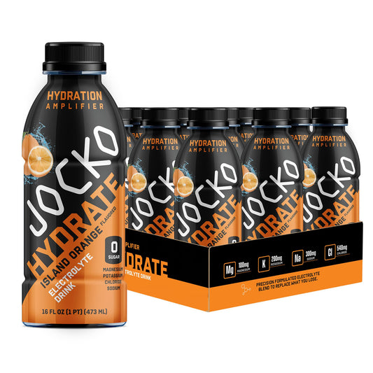 Jocko Fuel Hydrate bottle being poured for quick refreshment after workouts.