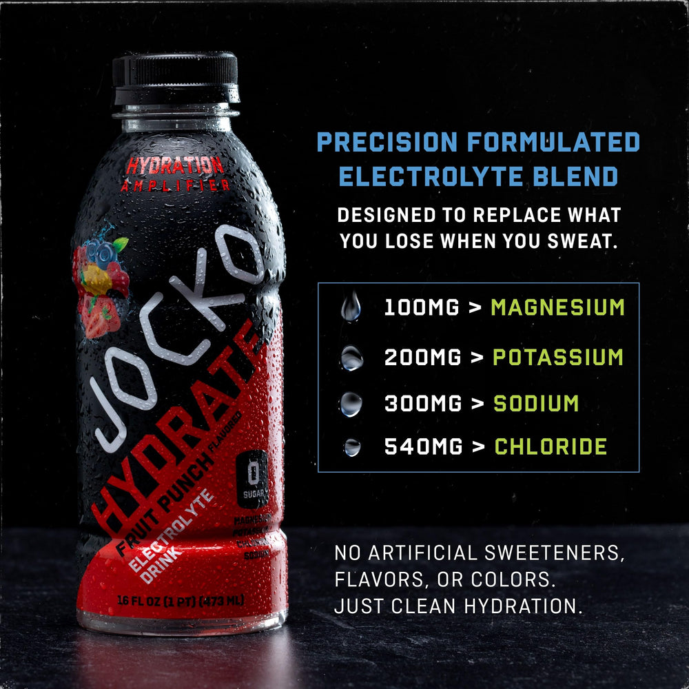 Jocko Fuel Hydrate lemon lime packaging on shelf 12 pack display