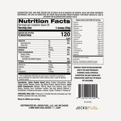 Jocko Fuel Molk whey protein powder in a shaker demonstrates quick mixability.