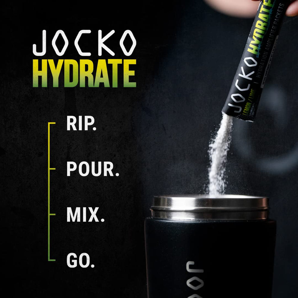 Jocko Fuel Packets Lemon Lime powder close-up showing texture for easy flavor mix.