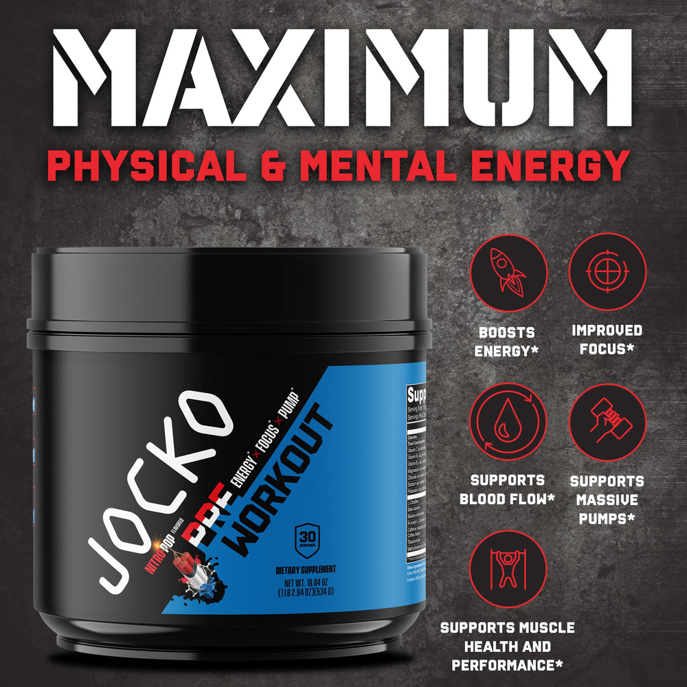 Jocko Fuel Pre-Workout action shot highlighting sustained energy.