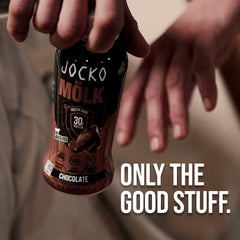 Jocko Mölk 12-pack of 12oz bottles for bulk protein.