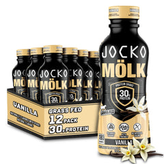 Jocko Mölk vanilla ready-to-drink bottle with 30 g protein per serving.