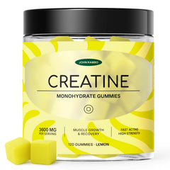 John Rambo Creatine Gummies jar front view highlighting convenient 3600mg serving.