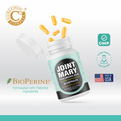 One-month supply of JOINT MARY capsules in a bottle.