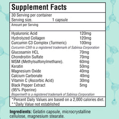 JOINT MARY turmeric-curcumin complex with hydrolyzed collagen for antioxidant support.