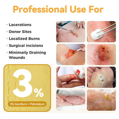 Jointown Xeroform dressing adheres gently, reducing irritation during changes.