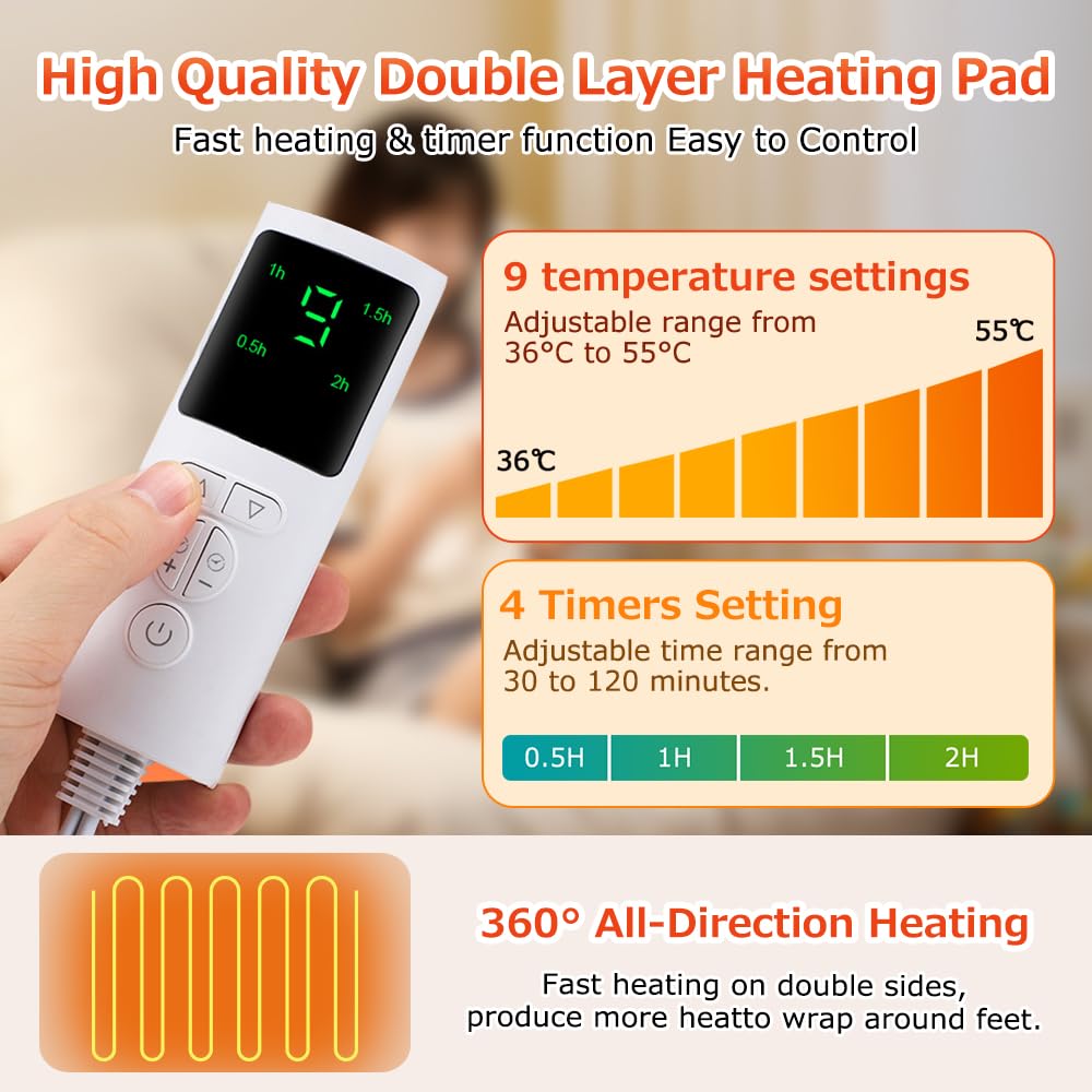JORICUTY foot warmer with non-slip bottom for stable placement under desks