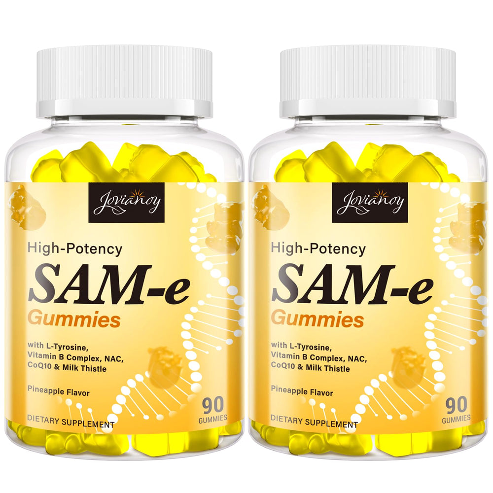 Jovianoy SAM-e Gummies bottle closeup highlighting high-potency formula for daily mood support