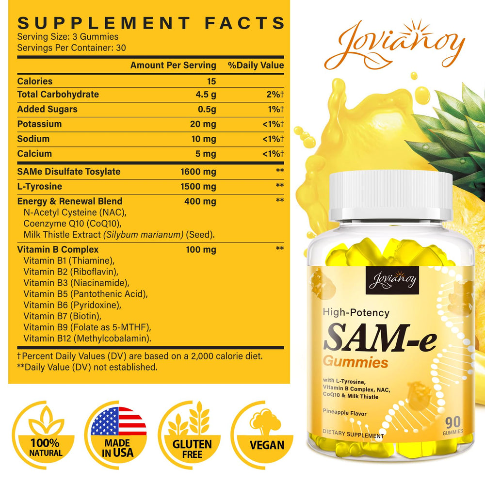 Jovianoy SAM-e Gummies hand selecting a gummy for on-the-go wellness