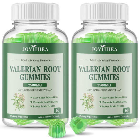 JOVITHEA valerian gummies bottle for calming evenings and gentle sleep support.