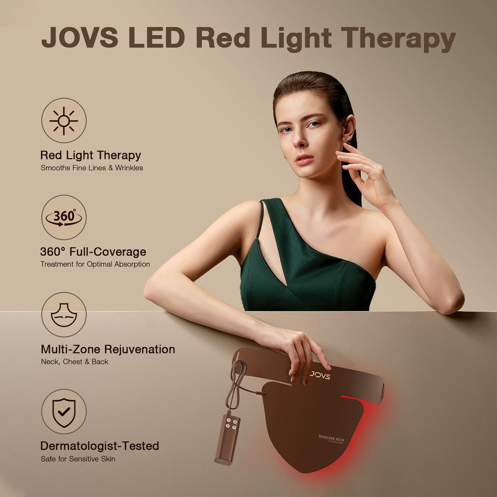JOVS LED neck-chest mask focused on chest area for decollete treatment.