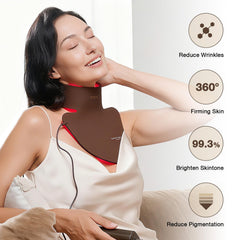 JOVS neck chest mask worn close-up showing a comfortable, wireless fit.