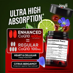 JOYLI CoQ10 softgels pour into hand for easy daily use