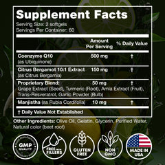 Joyli Nutrition CoQ10 500MG label closeup shows purity and dosage.