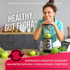 Joyli Nutrition Super Greens bottle with scoop implies fiber-forward digestion support