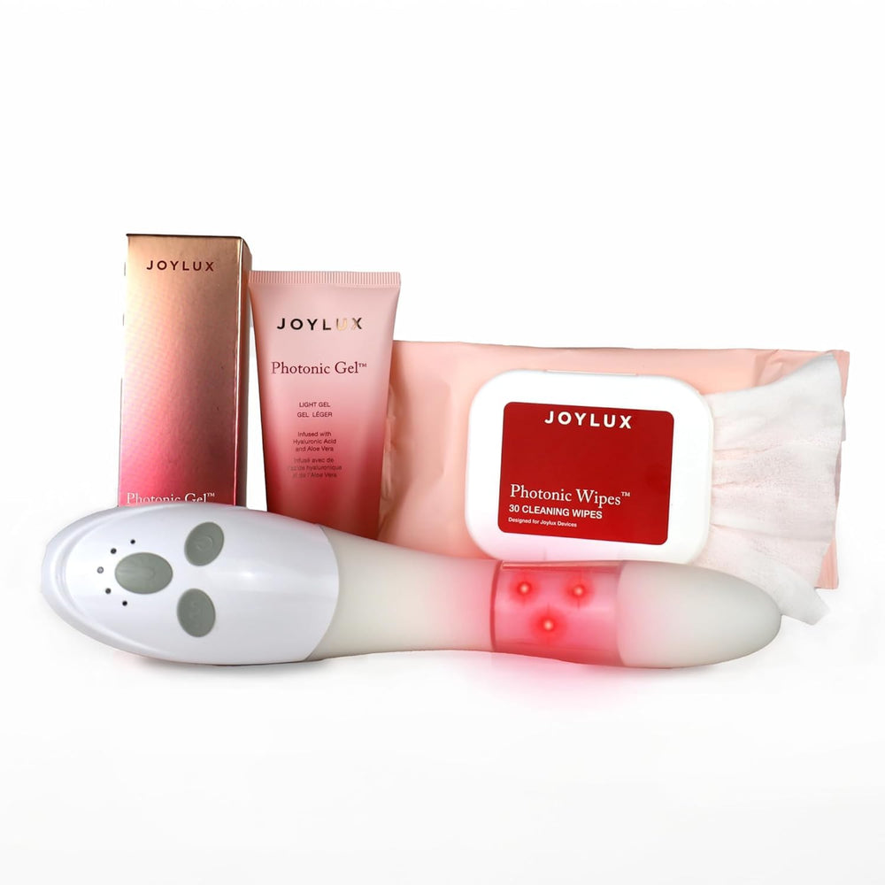 Joylux vFit device for at-home feminine wellness sessions and relaxation.