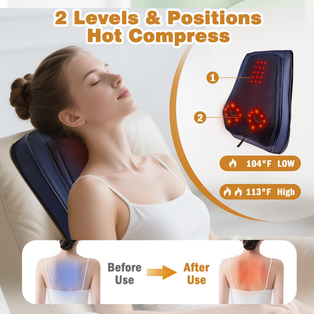 Joyset back massager heat zone controls show dual heating.