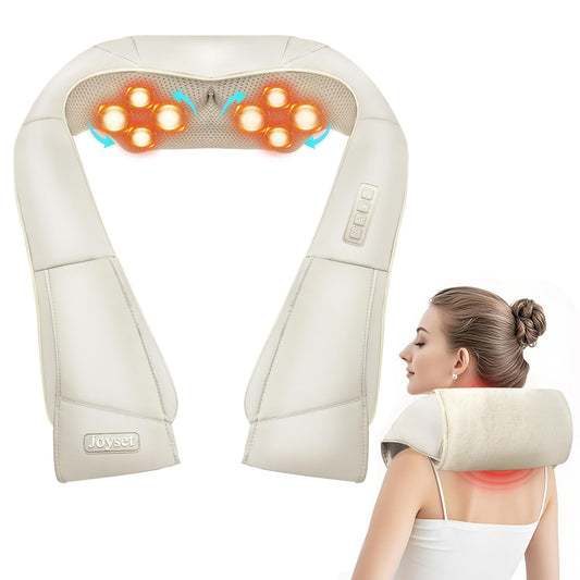 Joyset neck and back massager with removable cover for easy cleaning.