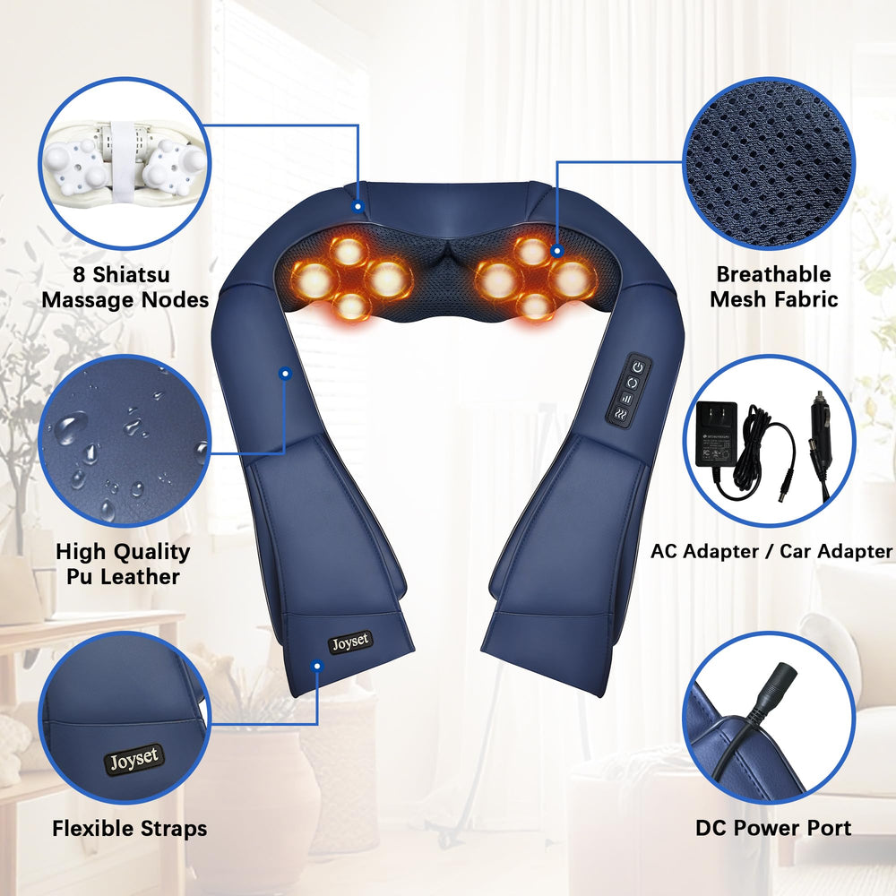 Joyset Shiatsu massager offering three speed levels for customized comfort.