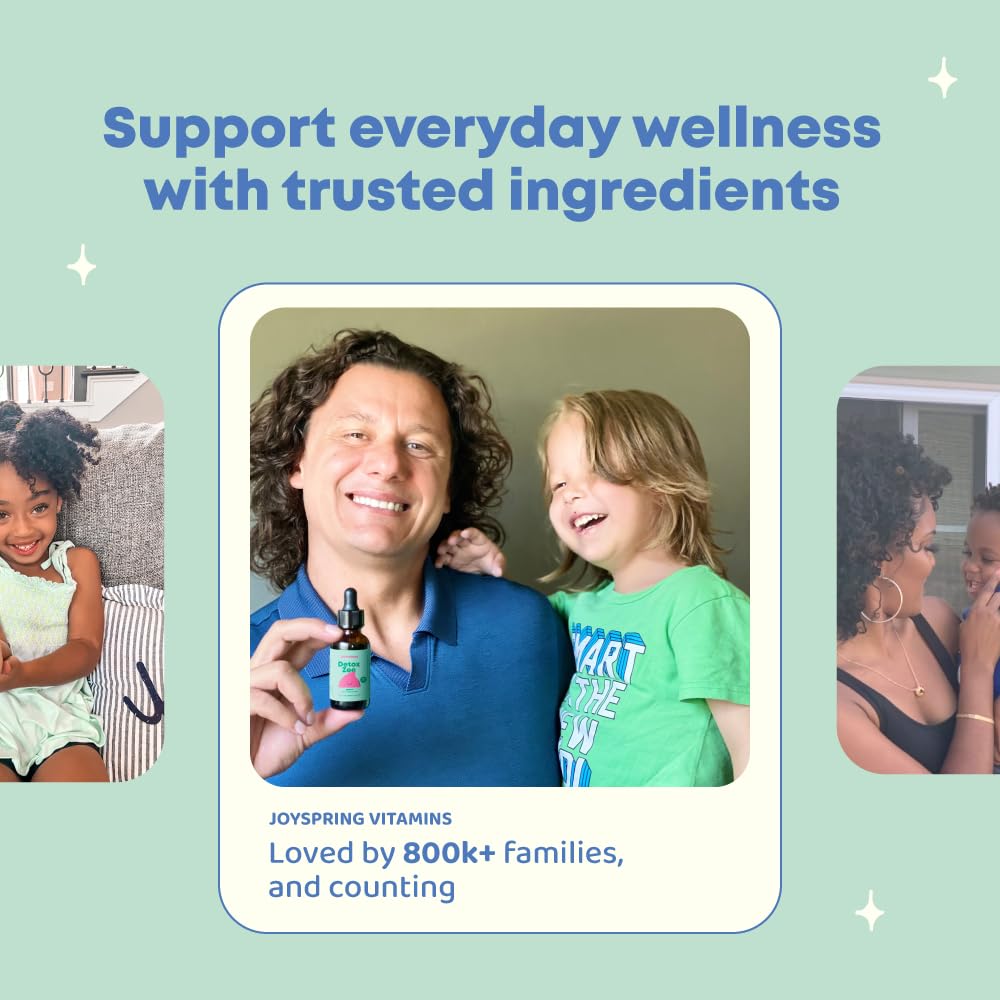 DetoxZee Kids bottle label emphasizes B12 inclusion for a daily vitamin routine.