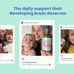 Pouring JoySpring Glutathione Kids liquid into a cup for daily use