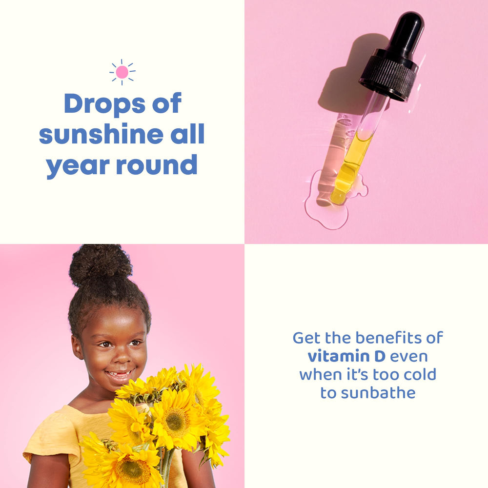 JoySpring vitamin D3 kids drops bottle-open scene emphasizes simple daily routine.