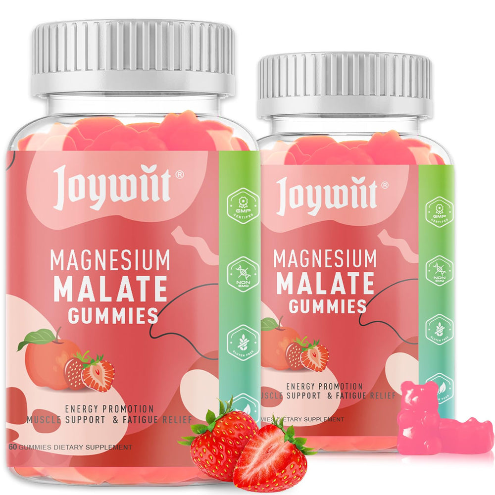 Joywiit Magnesium Malate Gummies bottle view showing convenient daily support.