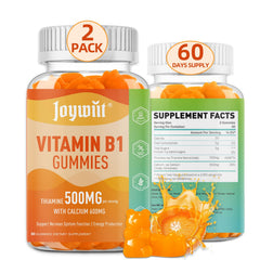 Joywiit Vitamin B1 Gummies orange bottle for convenient daily energy support