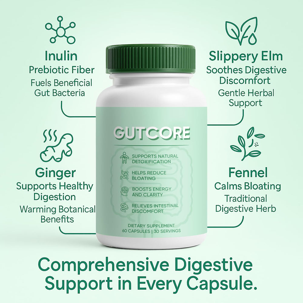 Jqewlg GutCore capsules close-up showing easy daily intake.