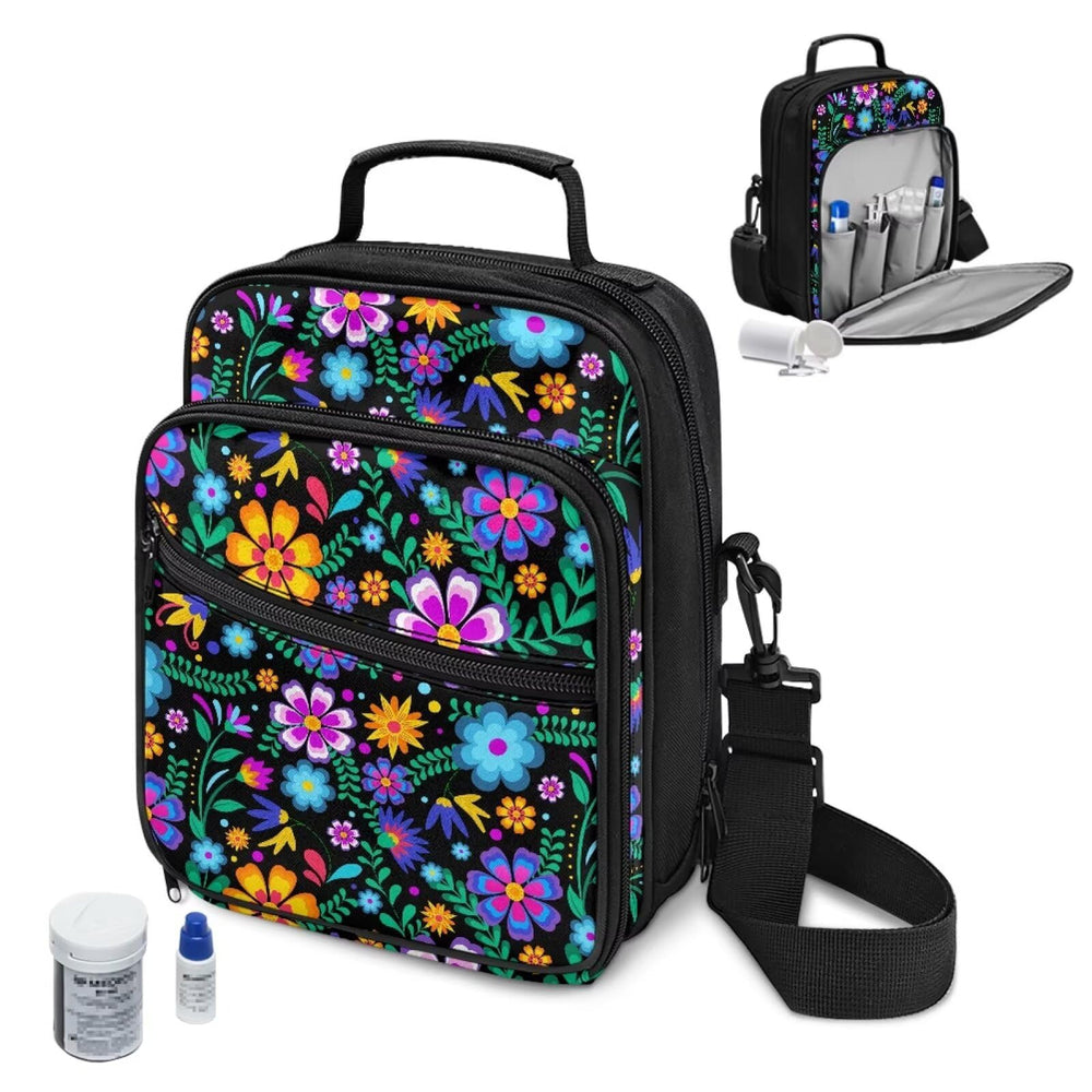 Jrysaedy diabetes bag interior compartments keep pens meters organized.