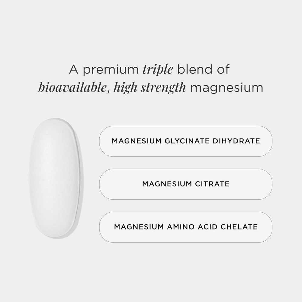 JSHealth Magnesium tablet close-up highlighting glycinate and citrate forms