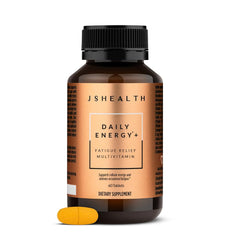 JSHealth Daily Energy bottle pour shows easy daily dosing for sustained energy