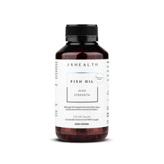 JSHealth Fish Oil vanilla bottle with omega-3 support for everyday wellbeing.