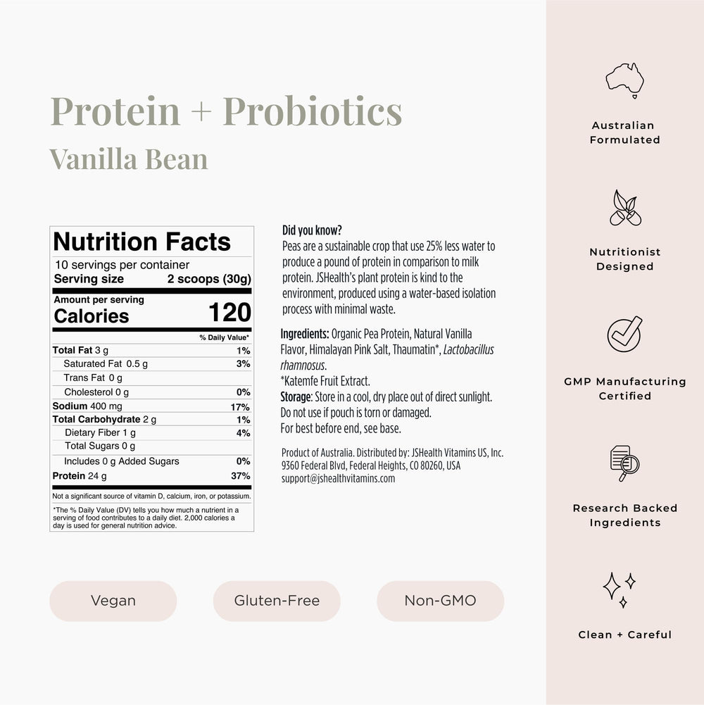 JSHealth gluten-free vegan protein powder in vanilla bean is great post-workout.