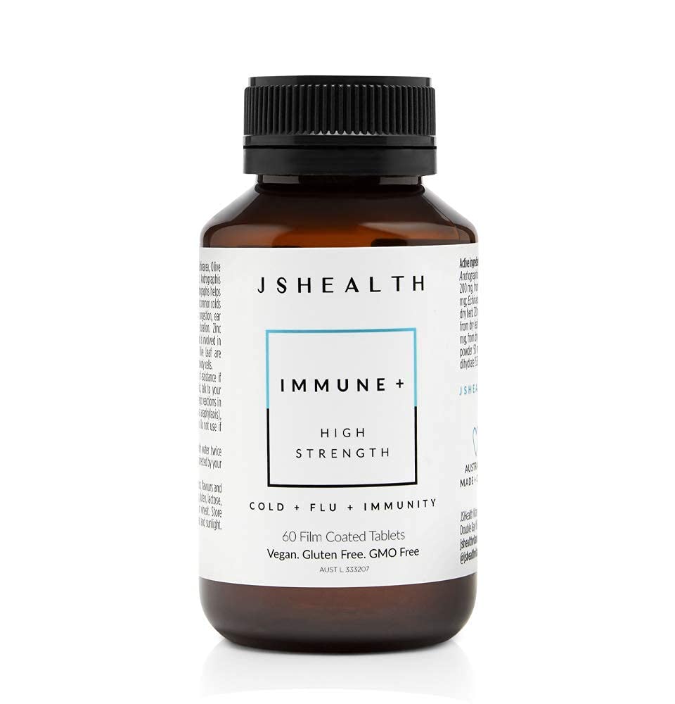 JSHealth Immune Booster packaging close-up highlighting zinc and vitamin C content
