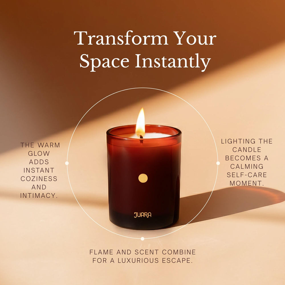 Juara Joy Candle glowing with warm light for cozy evenings