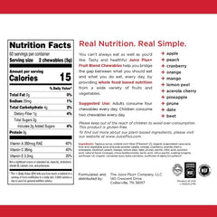 Juice Plus+ Fruit Blend Soft Chews vegan formulation using plant-based ingredients.