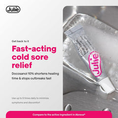 Julie Cold Sore Treatment travel-friendly packaging for busy days.