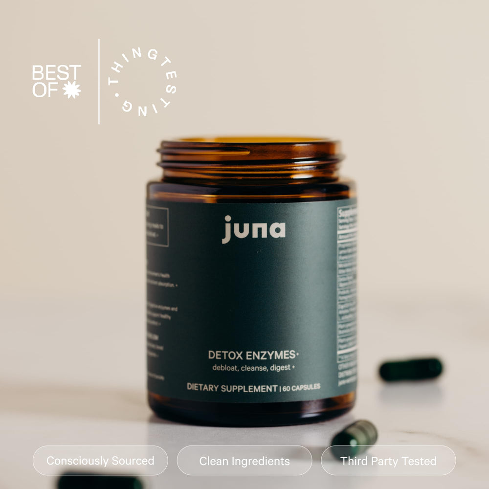 Juna Digestive Enzymes Probiotic ingredients panel closeup showing enzymes and probiotics
