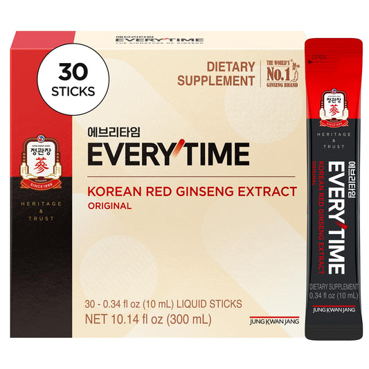Jung Kwan Jang Everytime red ginseng stick packaging highlights premium roots