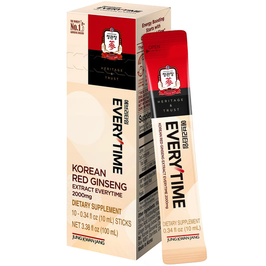 Jung Kwan Jang Everytime red ginseng stick pack shot for portable energy.