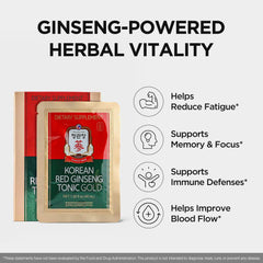 JungKwanJang Tonics Gold label closeup showing premium ginseng extract