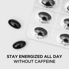 Vegan, caffeine-free energy supplement for daily routines.