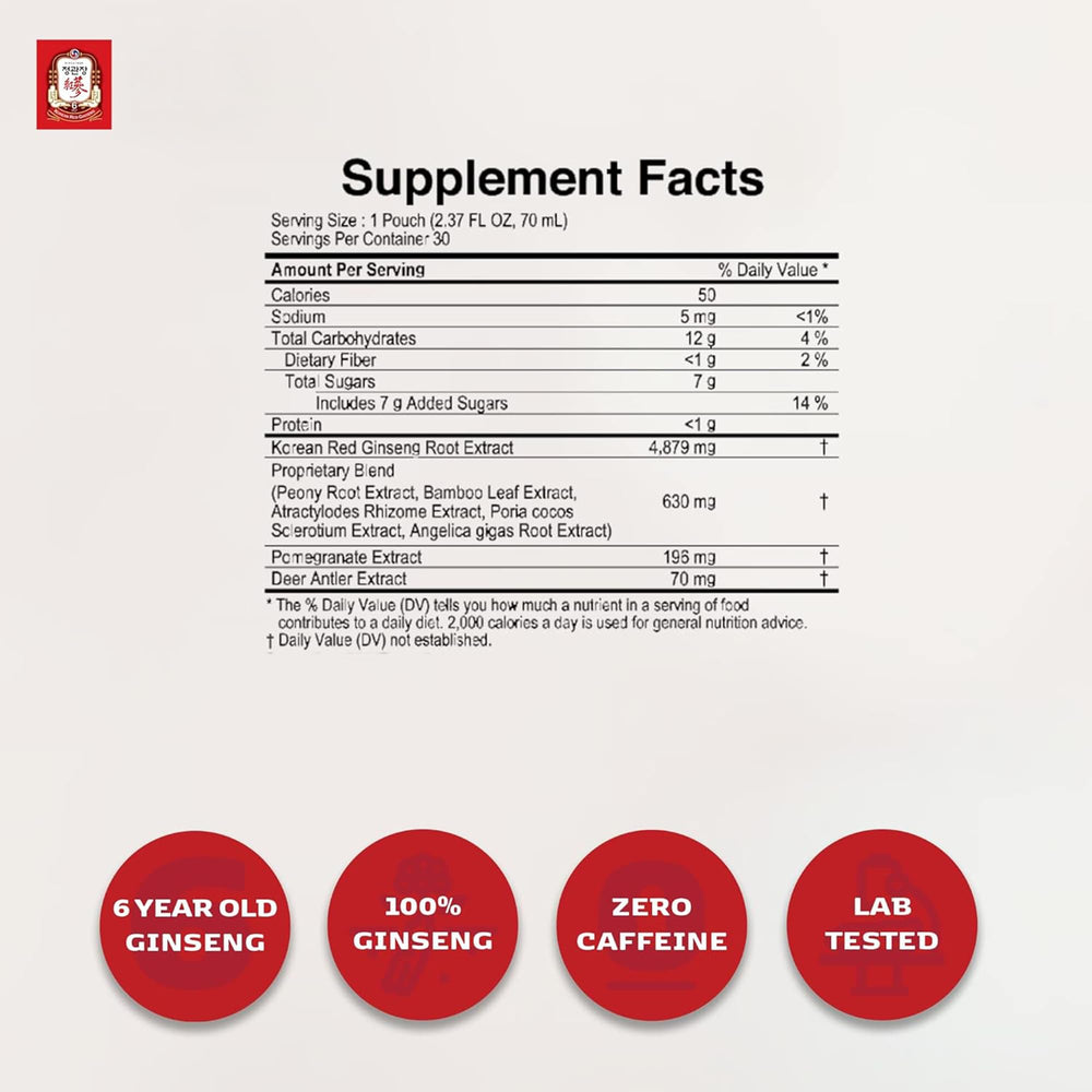 Jung Kwan Jang Women's Balance drink label close-up emphasizing ginseng ingredients