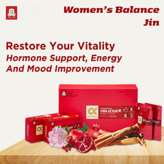 Jung Kwan Jang Women's Balance drink pouch close-up with ginseng blend