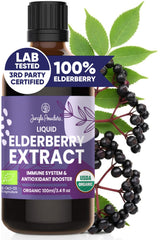 Jungle Powders Organic Elderberry Syrup bottle ready for daily use