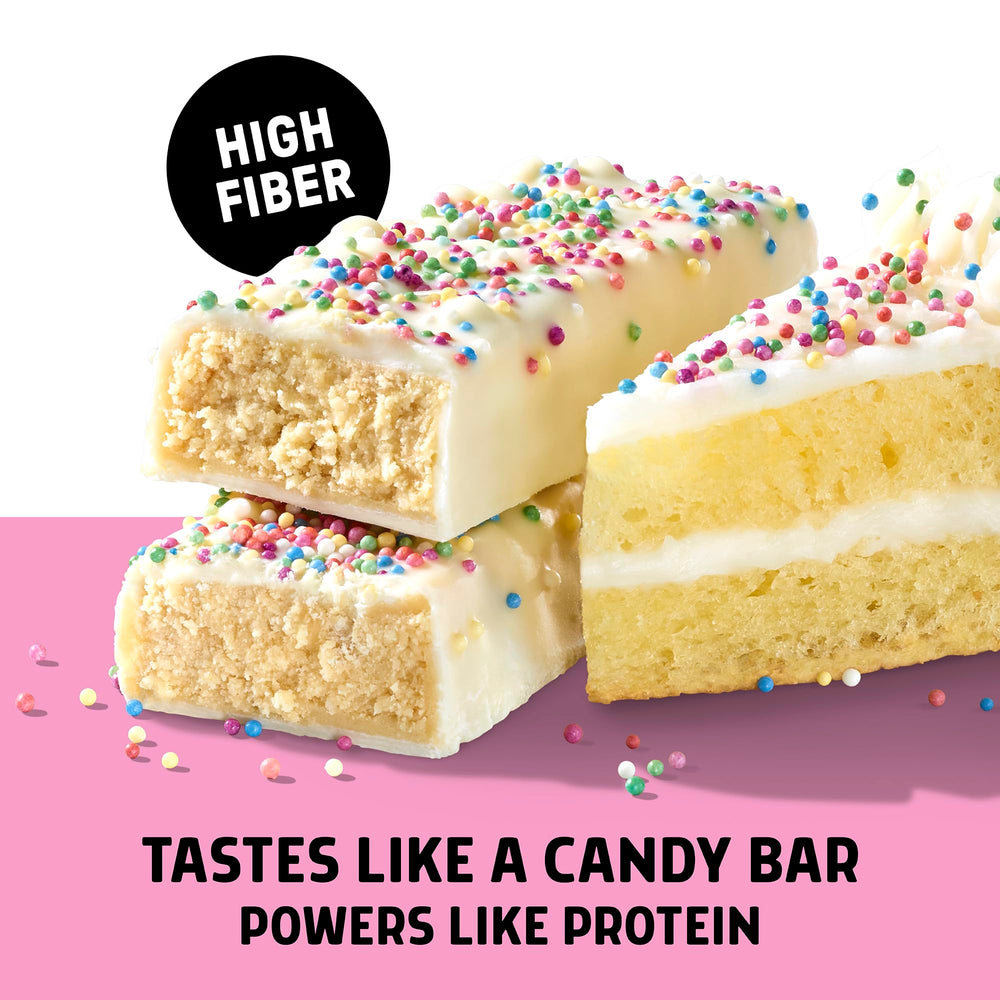 JUNKLESS Birthday Cake bar with fruit demonstrates a versatile daytime snack.