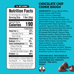 Junkless chocolate chip cookie dough protein bar packaging ideal for on the go snacking